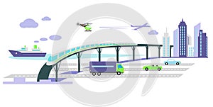 Development of Transport Infrastructure Icon Flat photo