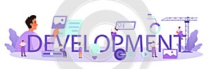 Development typographic header. Presenting content on web pages.