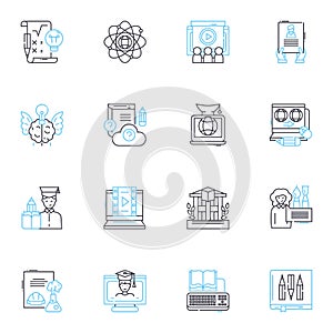 Developmental phase linear icons set. Infancy, Toddlerhood, Preschool, Early childhood, Middle childhood, Adolescence