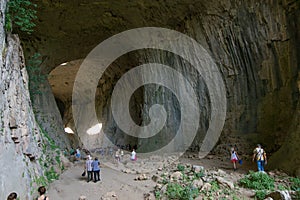 Devetashka cave in Bulgaria and visitors.