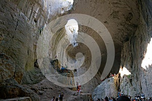 Devetashka cave in Bulgaria and visitors.