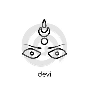 Devi icon. Trendy modern flat linear vector Devi icon on white b