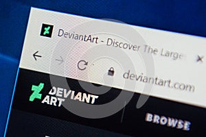 Deviantart.com Web Site. Selective focus.