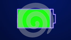 Device battery charging blue neon electric animation with alpha channel