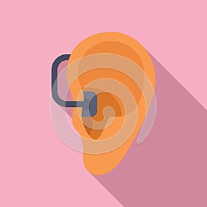 Device deafness icon flat vector. Implant audiology photo