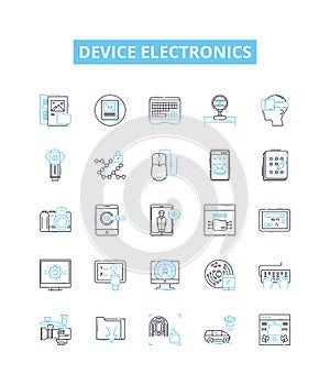 Device electronics vector line icons set. Electronics, Device, Computing, Gadgets, Smartphones, Tablets, Computers