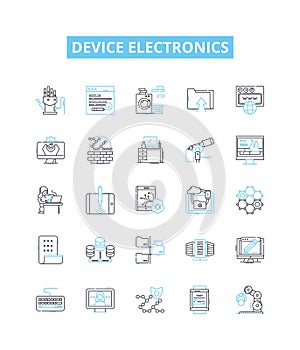 Device electronics vector line icons set. Electronics, Device, Computing, Gadgets, Smartphones, Tablets, Computers