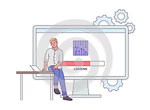 Device firmware and software concept. Flat vector illustration