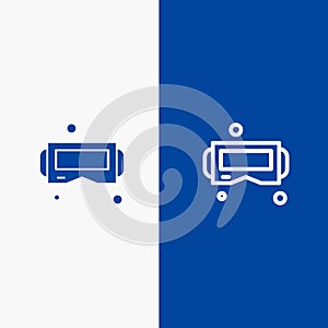 Device, Glasses, Google Glass, Smart Line and Glyph Solid icon Blue banner Line and Glyph Solid icon Blue banner