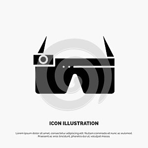 Device, Glasses, Google Glass, Smart solid Glyph Icon vector