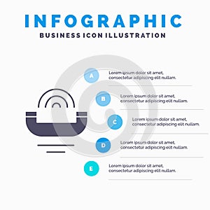 Device, Help, Productivity, Support, Telephone Solid Icon Infographics 5 Steps Presentation Background