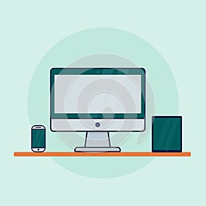 Device icon,Computer ,smartphone, computer, tablet Vector illustration