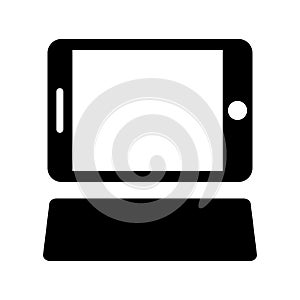 Device, ipad, keyboard icon. Black vector graphics