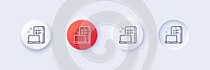 Device line icon. Mobile laptop with phone sign. Line icons. Vector