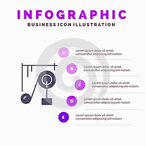 Device, Machine, Science, Science Machine Solid Icon Infographics 5 Steps Presentation Background