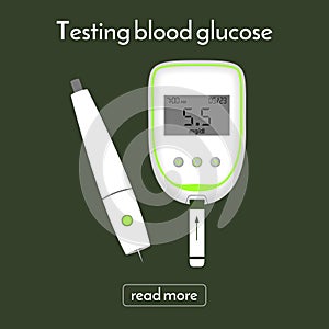 Device for measuring blood sugar and a lancet. glucose meter
