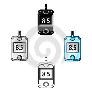 A device for measuring the level of blood sugar.Equipping the patient with diabetes.Diabetes single icon in cartoon