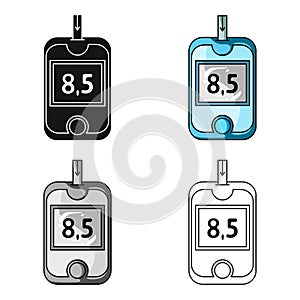 A device for measuring the level of blood sugar.Equipping the patient with diabetes.Diabetes single icon in cartoon