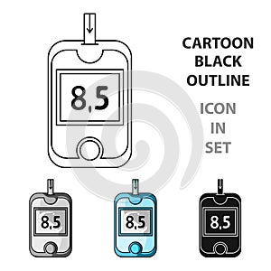 A device for measuring the level of blood sugar.Equipping the patient with diabetes.Diabetes single icon in cartoon