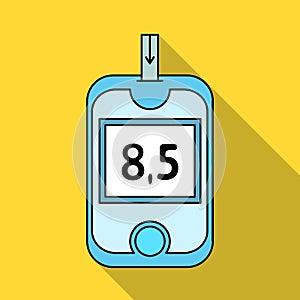 A device for measuring the level of blood sugar.Equipping the patient with diabetes.Diabetes single icon in flat style