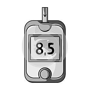 A device for measuring the level of blood sugar.Equipping the patient with diabetes.Diabetes single icon in monochrome