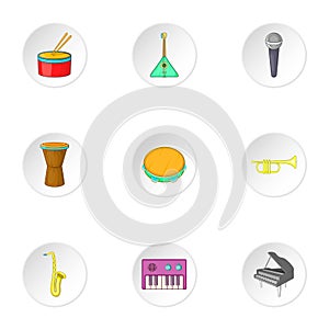 Device for music icons set, cartoon style