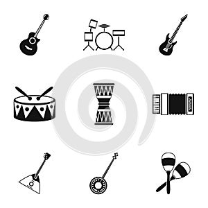 Device for music icons set, simple style