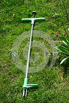 A device for pulling out weeds in the garden. Berlin, Germany
