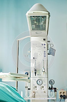A device for resuscitation of infants and checking the child on the Apgar scale after delivery. Machine for oxygen supply and
