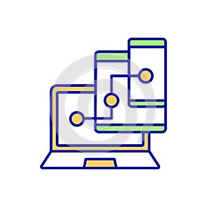 Device synchronization RGB color icon