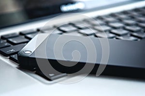 Device technology. phone and laptop keyboard