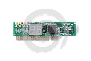 Device for testing of motherboards on a white background, PC Diagnostics