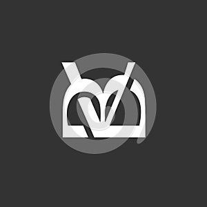 The initials of the letter VB simple unique logo WHITE