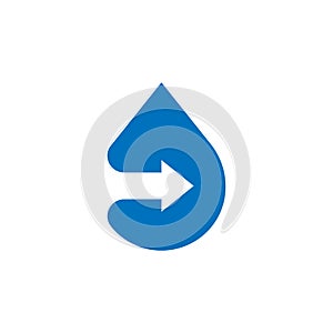 Blue waterdrop with arrow logo vector
