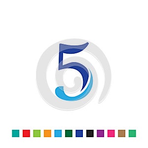 number 5 simple monogram logo vector colorful
