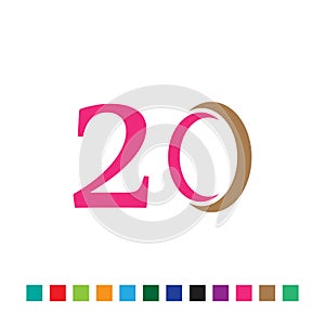 number 20 simple monogram logo vector colorful