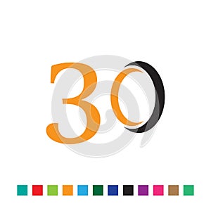 number 30 simple monogram logo vector colorful