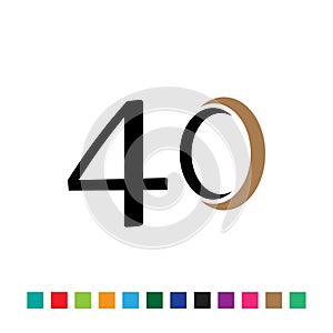 number 40 simple monogram logo vector colorful
