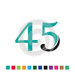 number 45 simple monogram logo vector colorful