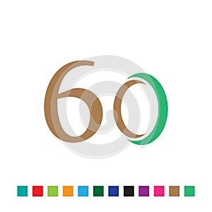number 60 simple monogram logo vector colorful