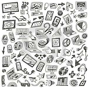 Devices , computers - doodles set