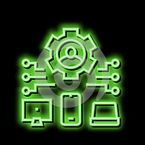 devices connection of user ugc neon glow icon illustration