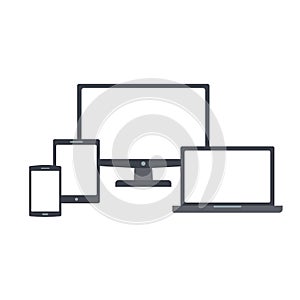 Devices icons with blank screens vector set