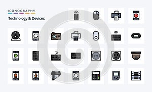 25 Devices Line Filled Style icon pack