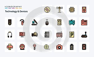 25 Devices Line Filled Style icon pack