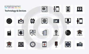 25 Devices Line Filled Style icon pack