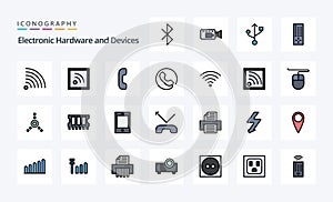 25 Devices Line Filled Style icon pack