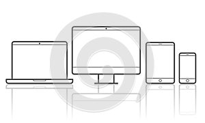 Devices vector line icons for responsive design