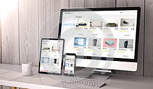 devices responsive on workspace online shop website design