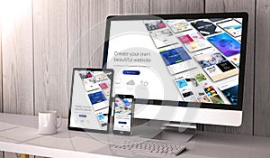 devices responsive on workspace website builder photo